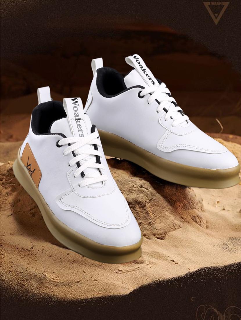 white pu lace up sneakers - 18413062 -  Standard Image - 1