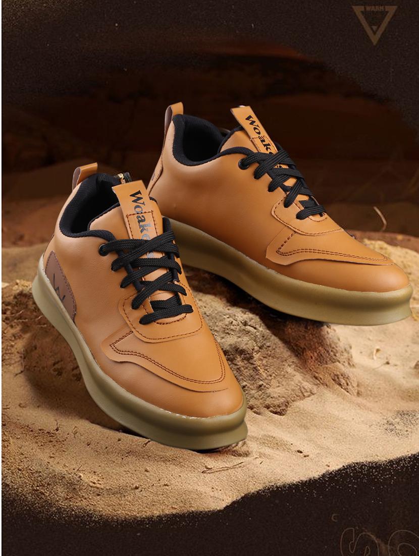 tan pu lace up sneakers - 18413063 - Standard Image - 1