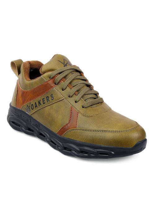 green pu lace up sneakers - 18413070 -  Standard Image - 0
