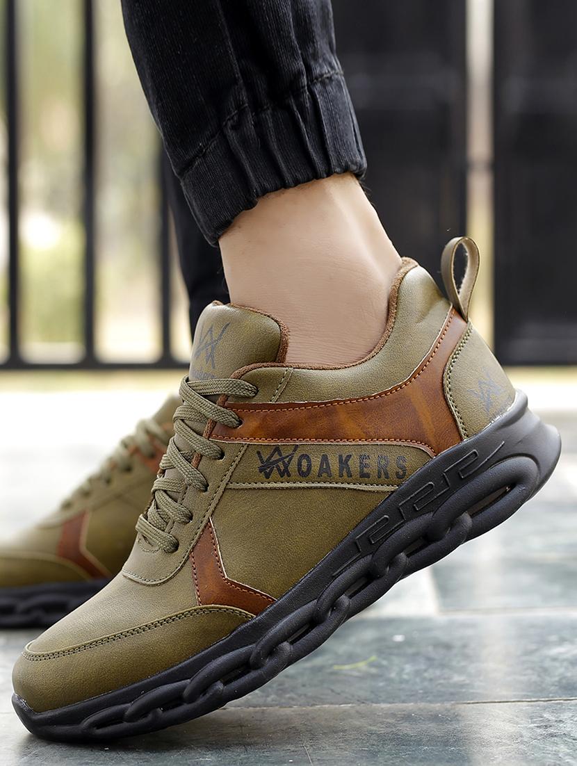 green pu lace up sneakers - 18413070 -  Standard Image - 1