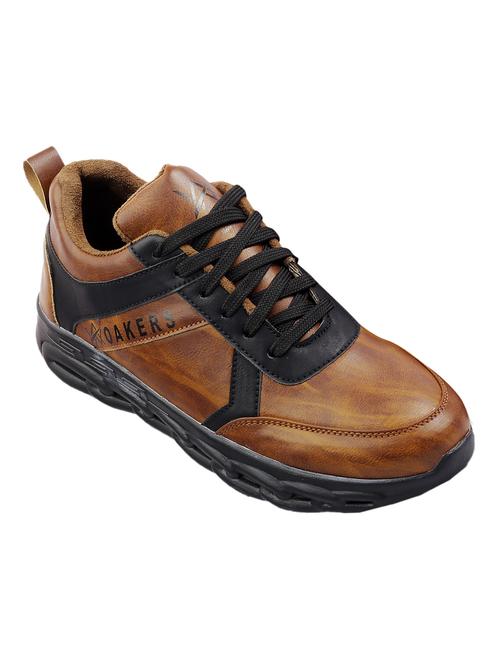 brown pu lace up sneakers - 18413071 -  Standard Image - 0