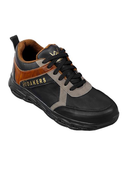 black pu lace up sneakers - 18413072 -  Standard Image - 0