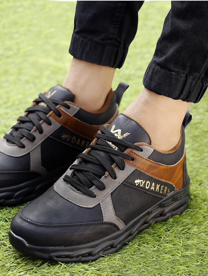 black pu lace up sneakers - 18413072 -  Standard Image - 1