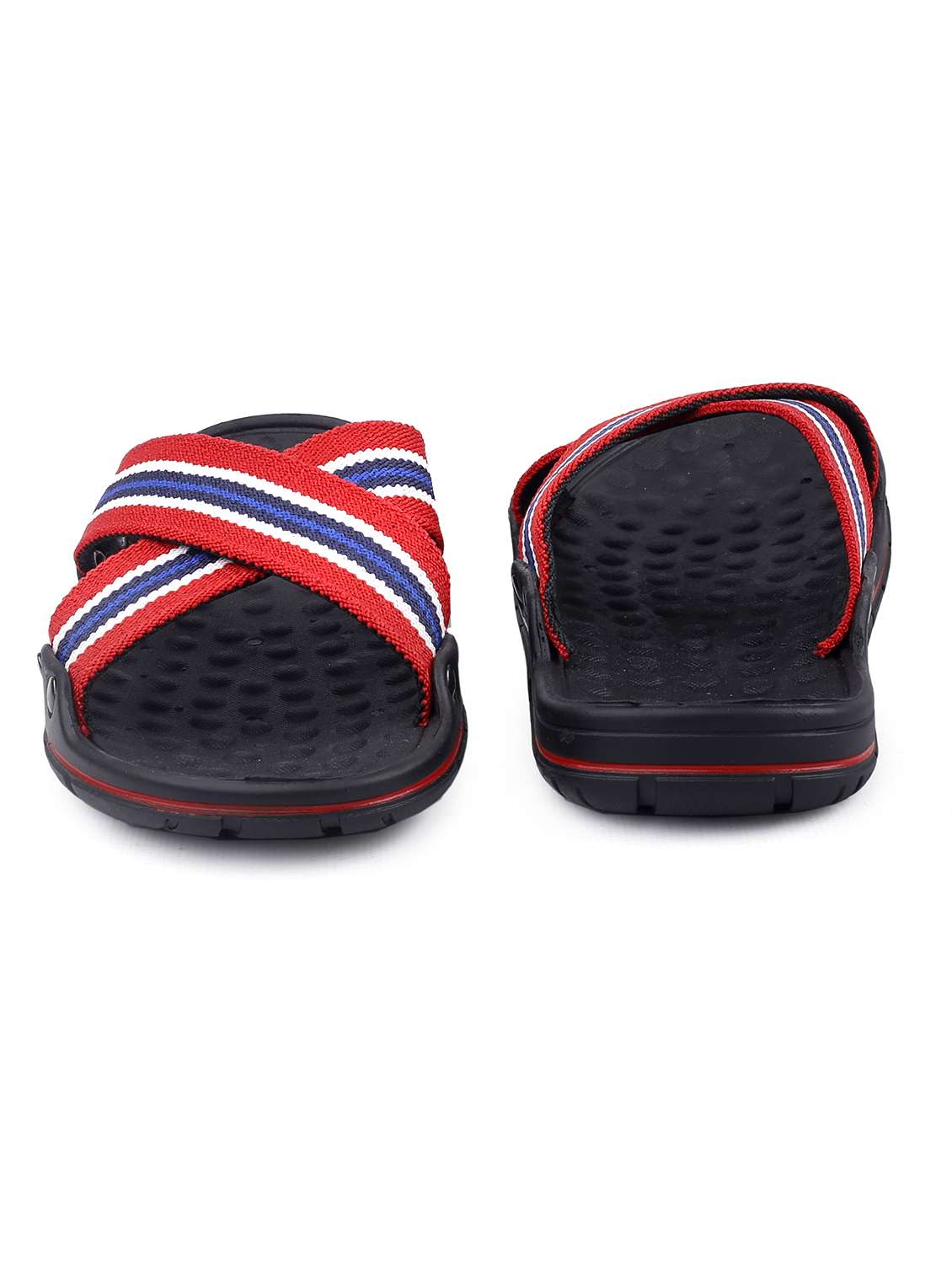 red faux leather slip on flip flops - 18413130 - Standard Image - 4