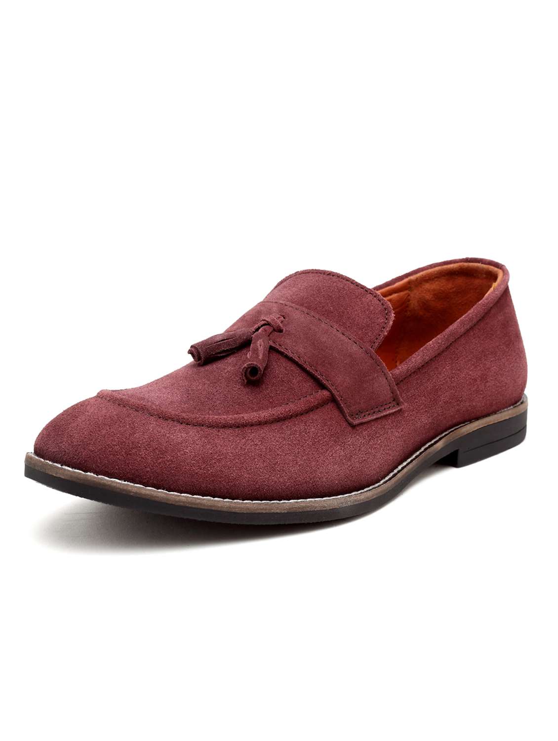 red suede slip on loafers