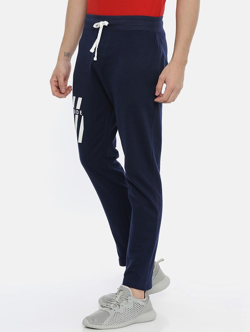 dark blue printed joggers track pant - 18414526 - Standard Image - 1