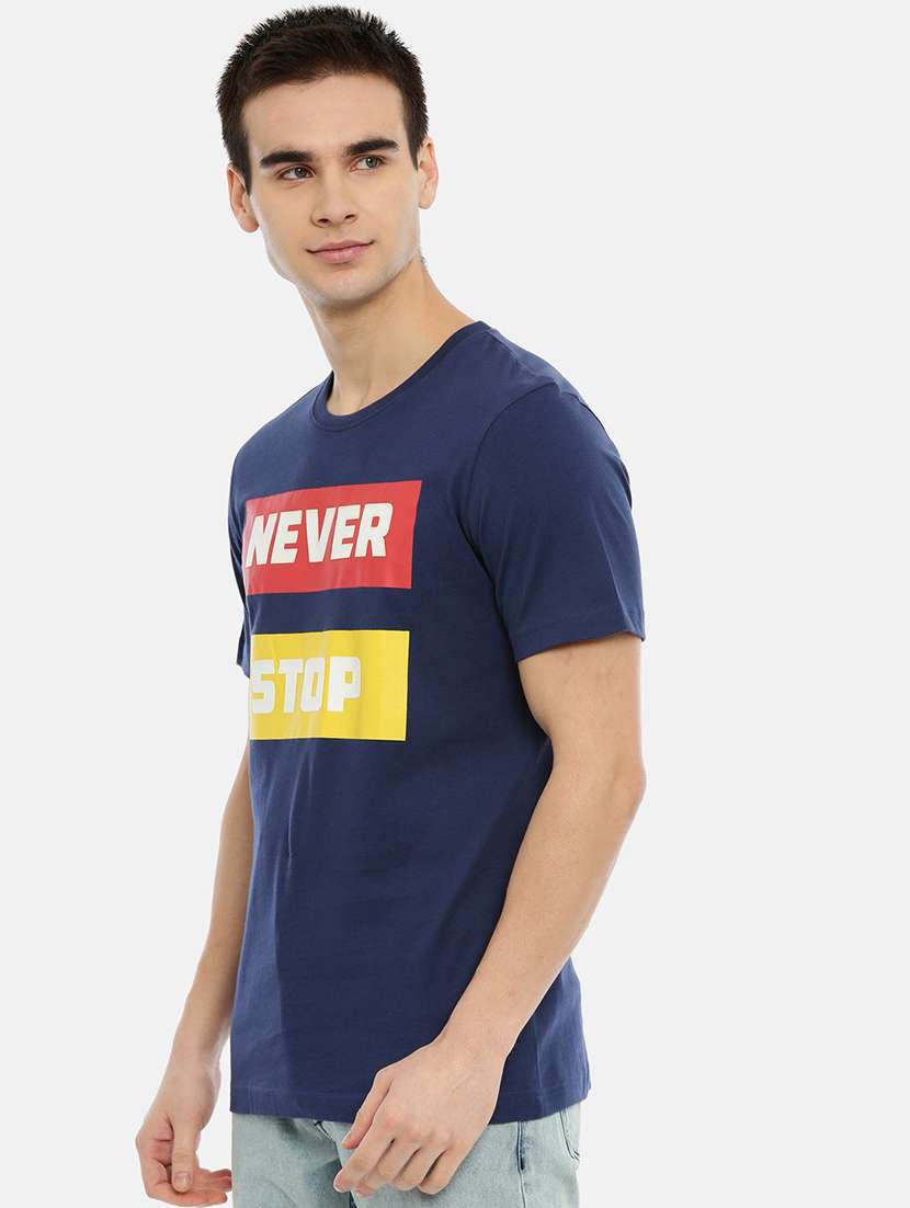 dark blue front print t-shirt - 18414579 -  Standard Image - 1