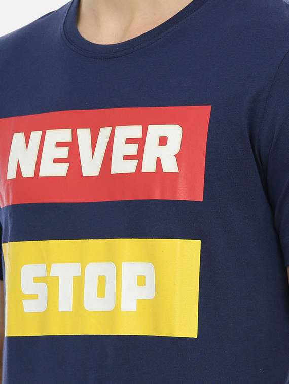 dark blue front print t-shirt - 18414579 -  Standard Image - 4