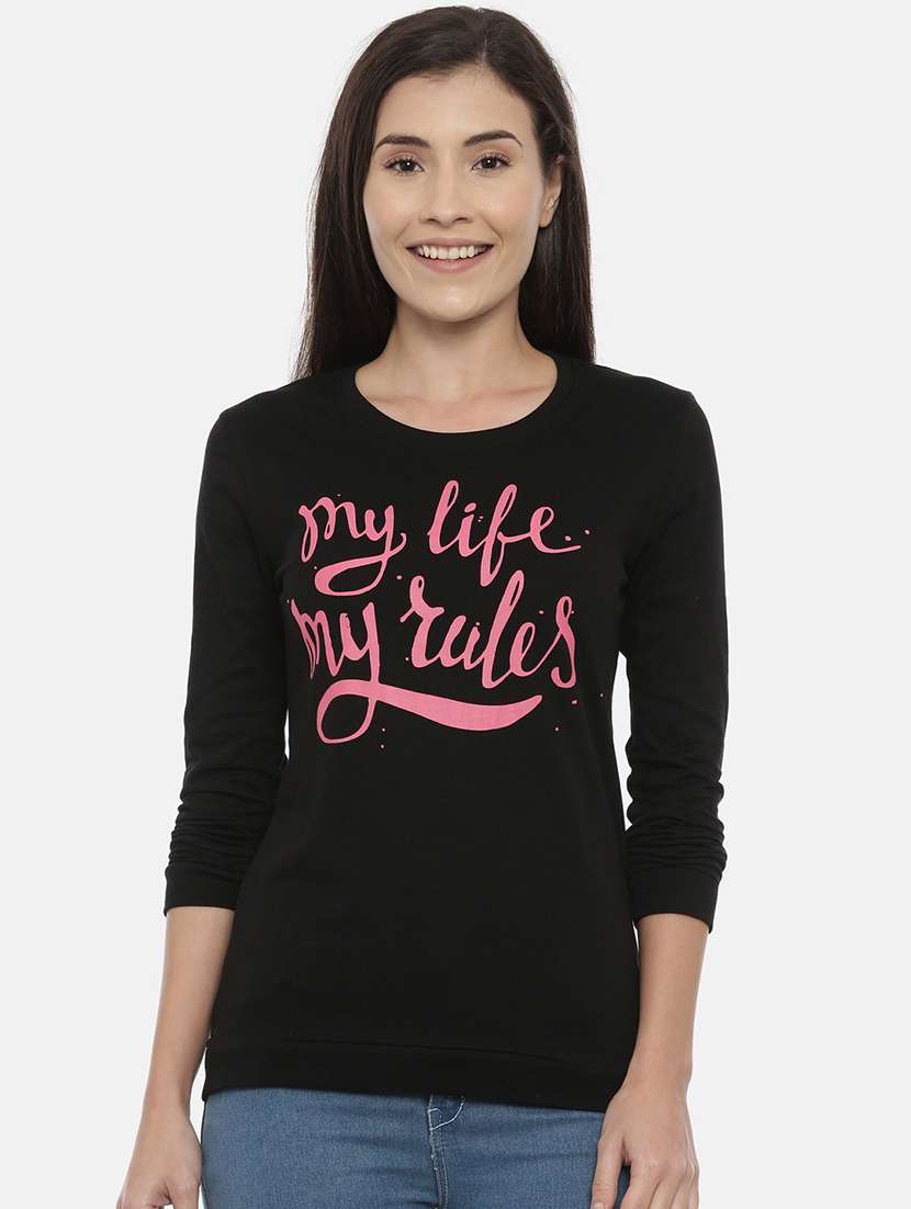 women's chest print round neck t-shirt