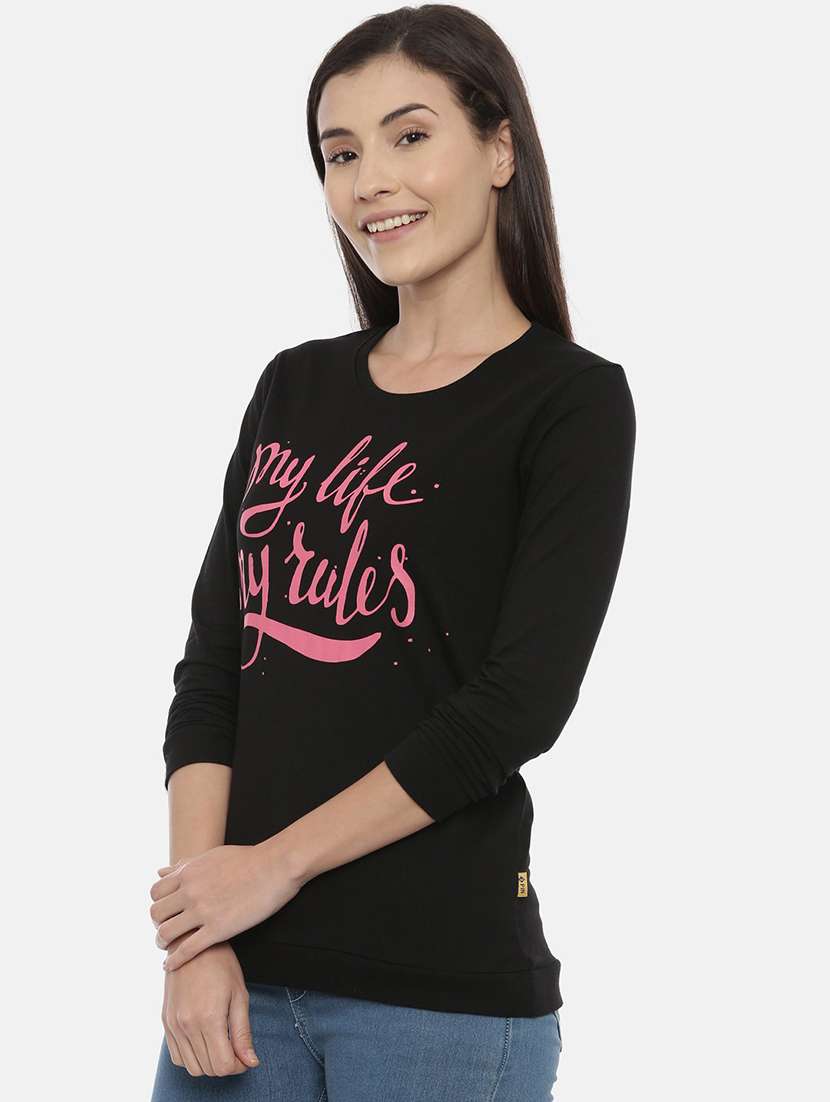 women's chest print round neck t-shirt - 18414612 -  Standard Image - 1