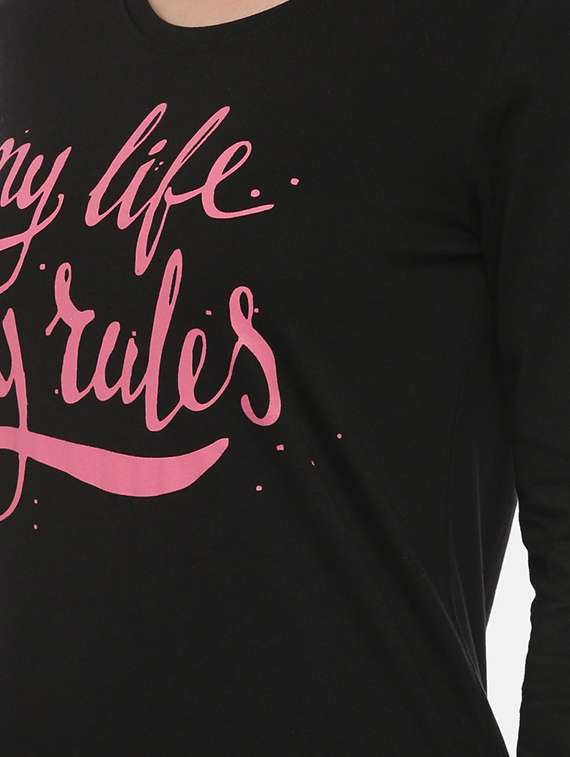 women's chest print round neck t-shirt - 18414612 -  Standard Image - 4