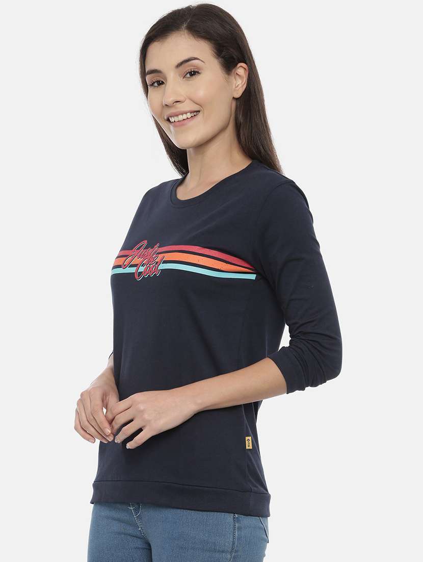 women's chest print round neck t-shirt - 18414615 -  Standard Image - 1