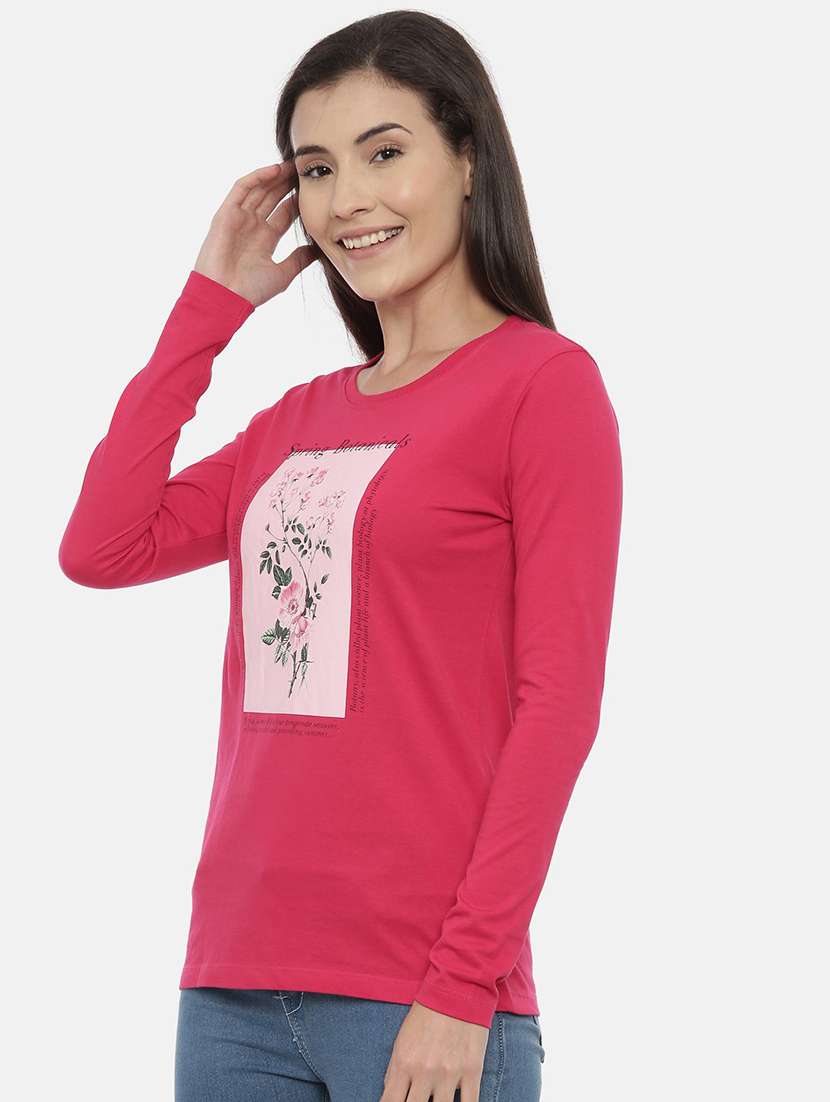 women's front print round neck t-shirt - 18414617 -  Standard Image - 1