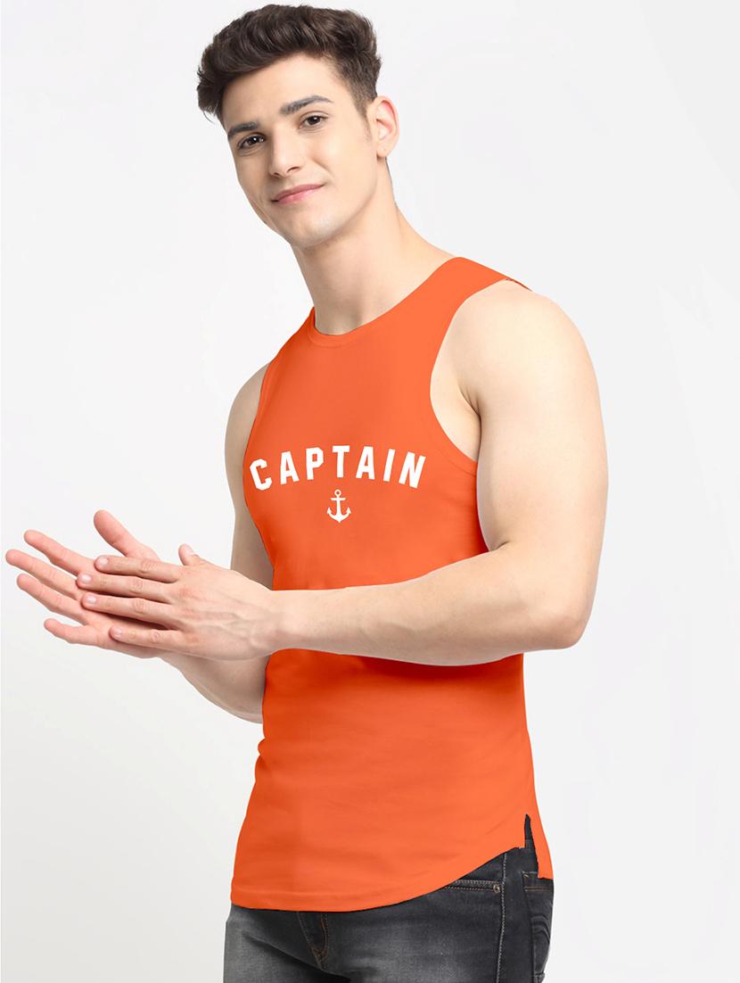 orange chest-printed solid vest - 18415422 - Standard Image - 1