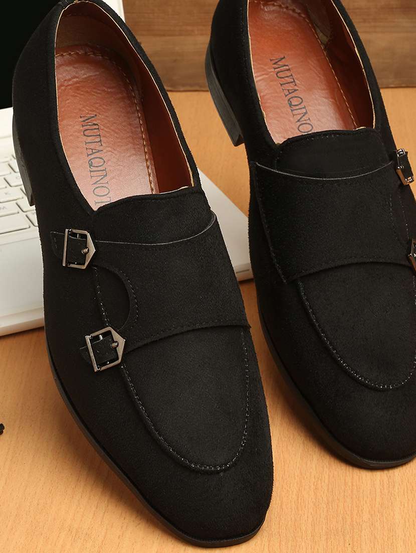 black suede slip on loafers