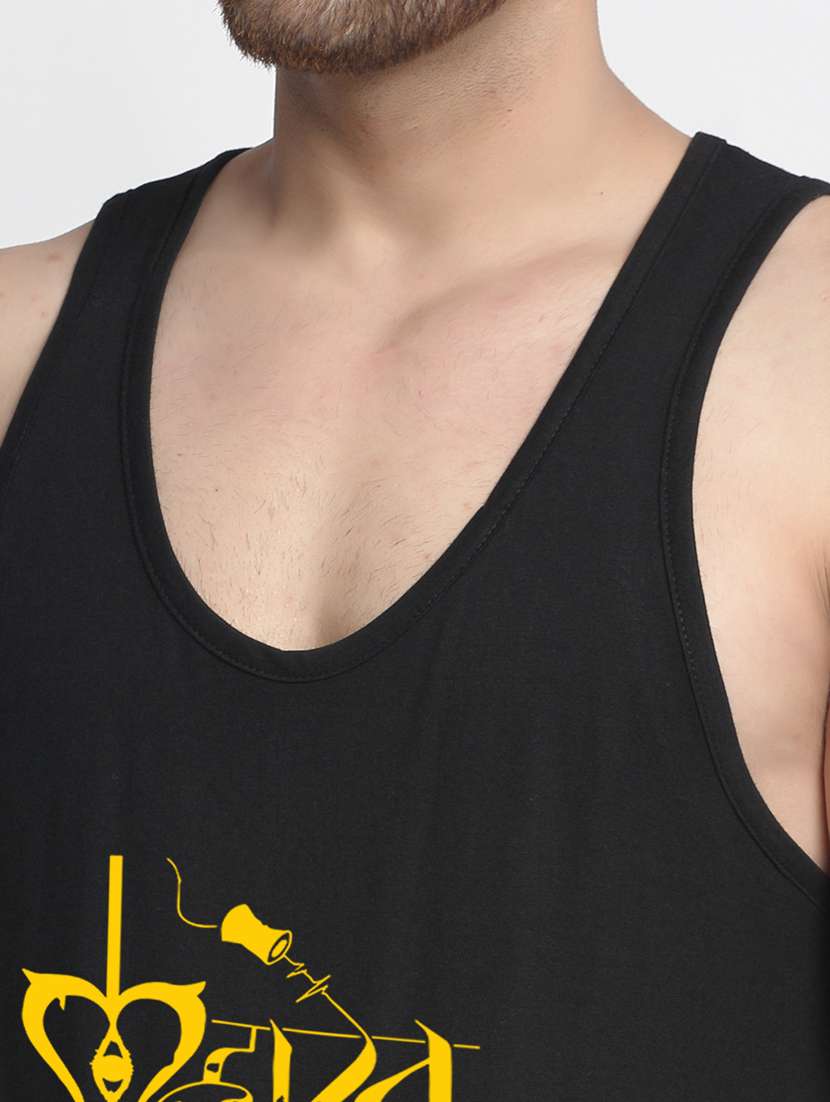 black chest-printed vest - 18415645 - Standard Image - 4
