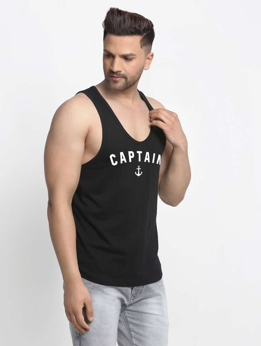 black chest-printed vest - 18415648 -  Standard Image - 1