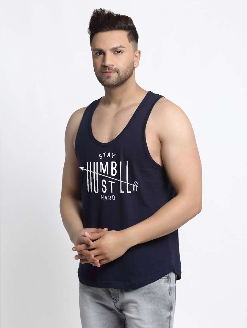 navy chest-printed vest - 18415653 -  Standard Image - 1