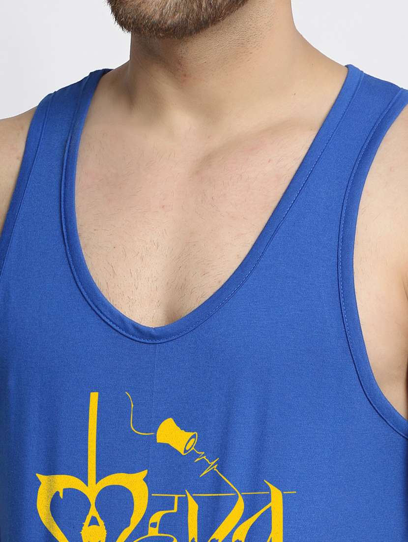 blue chest-printed vest - 18415655 - Standard Image - 4