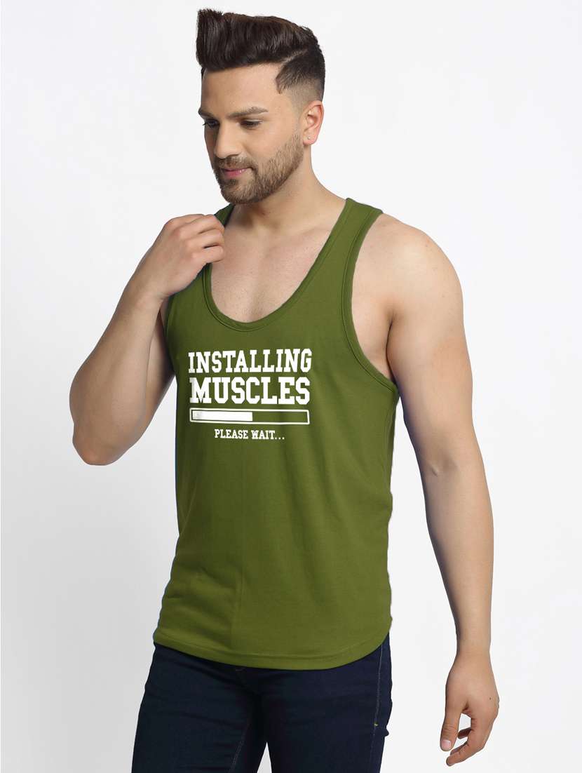 olive chest-printed vest - 18415659 - Standard Image - 1