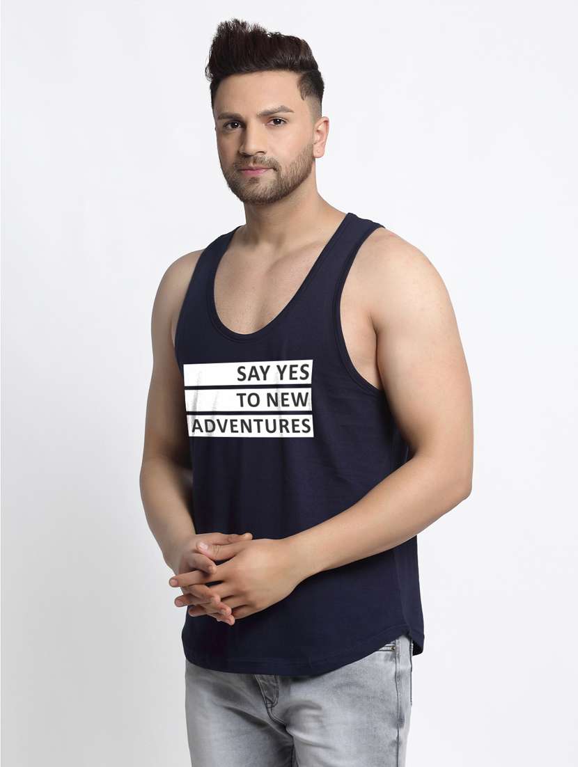 navy chest-printed vest - 18415670 -  Standard Image - 1