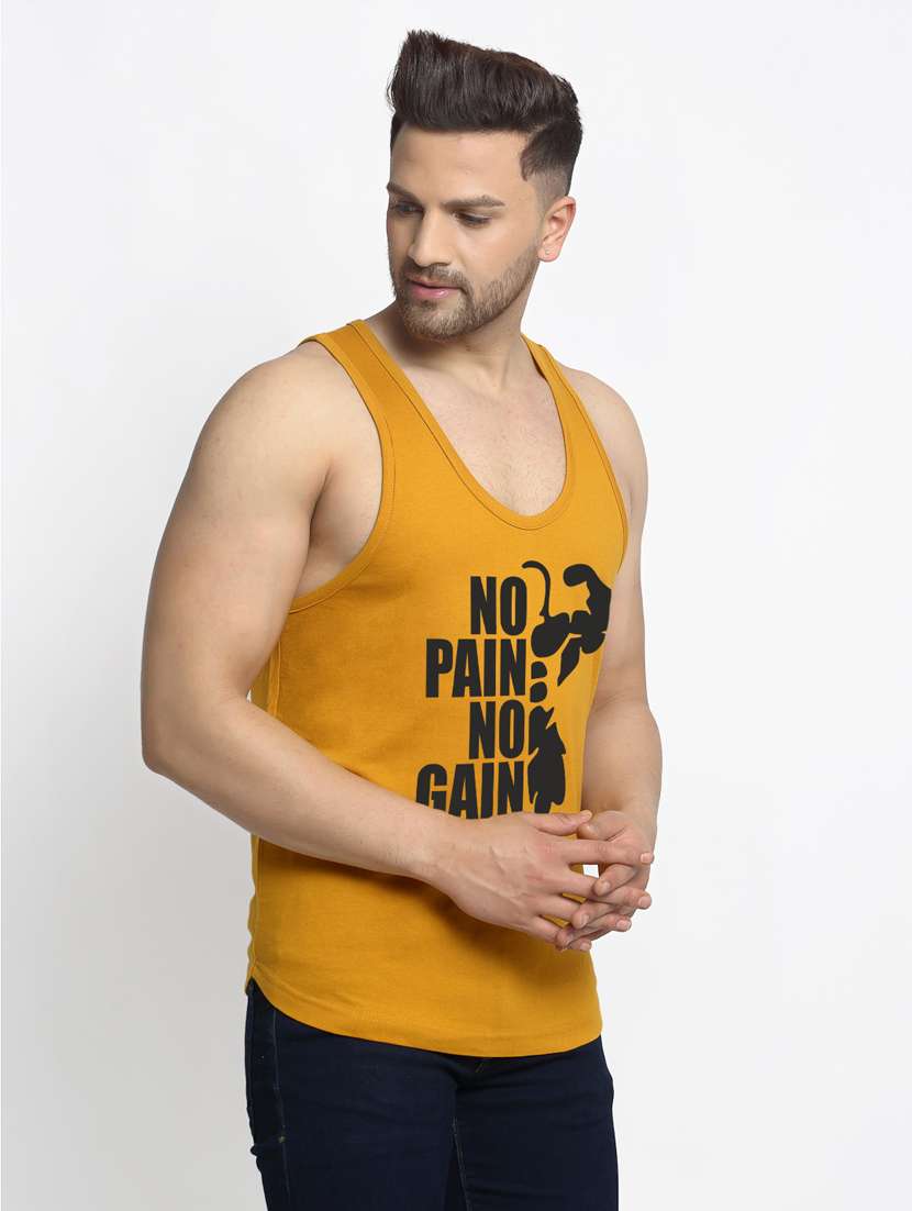 mustard chest-printed vest - 18415690 -  Standard Image - 1