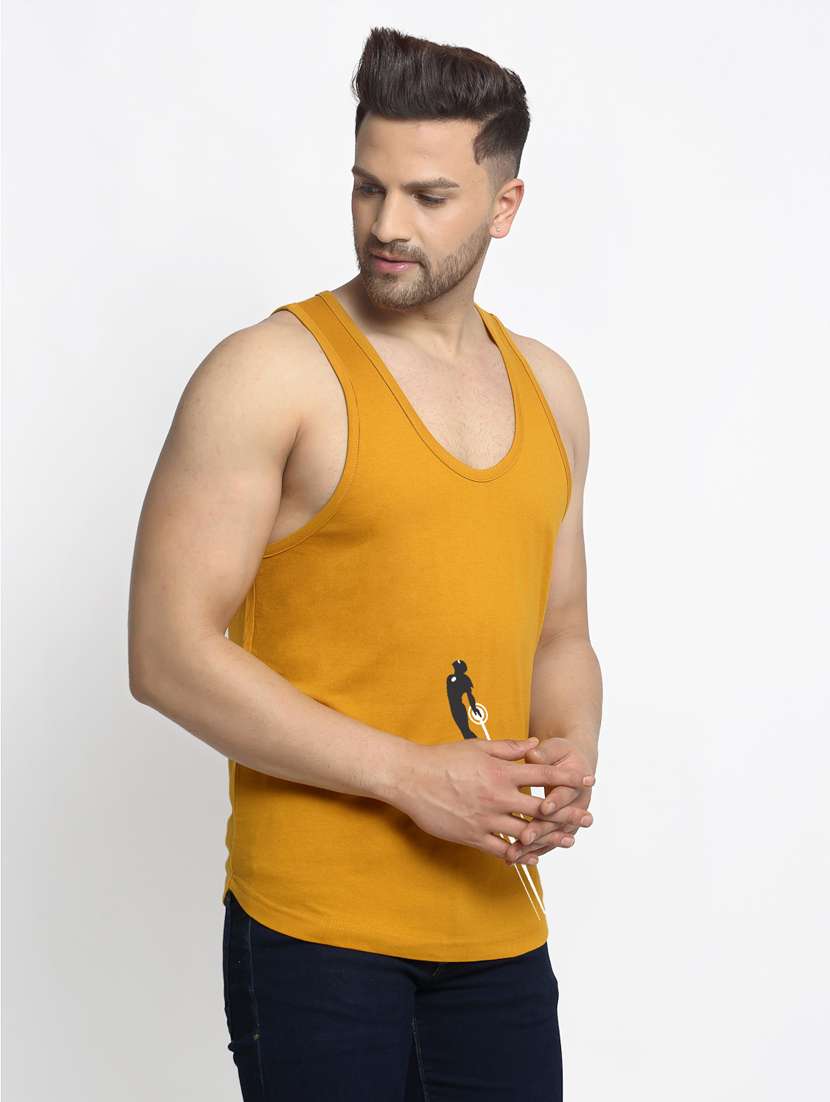 mustard chest-printed vest - 18415715 -  Standard Image - 1