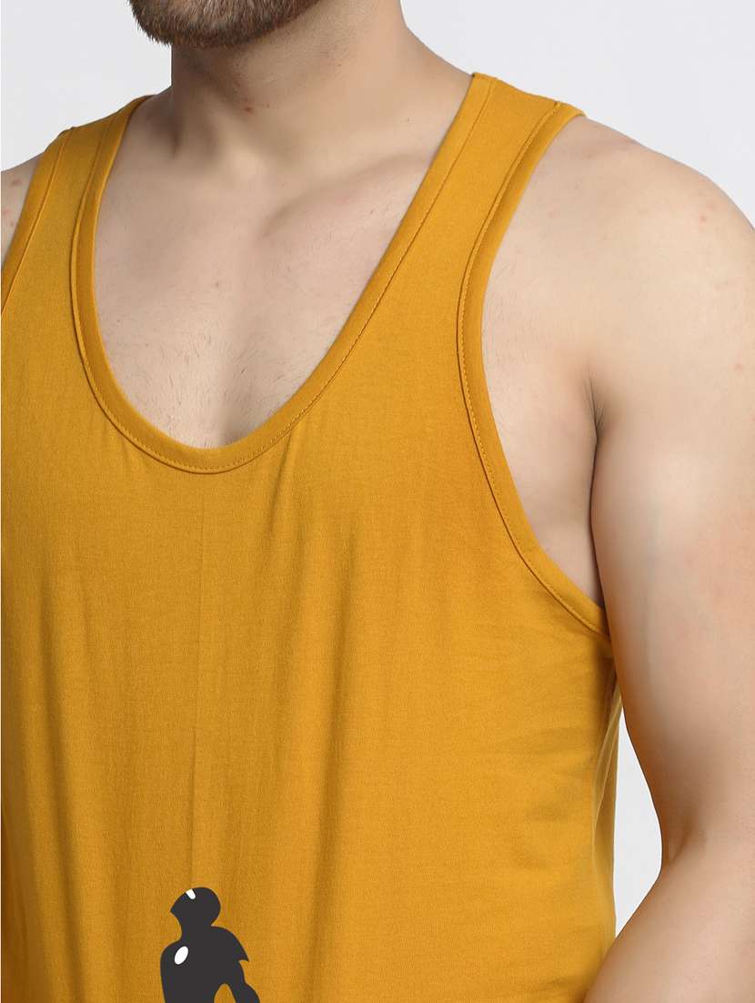 mustard chest-printed vest - 18415715 -  Standard Image - 4