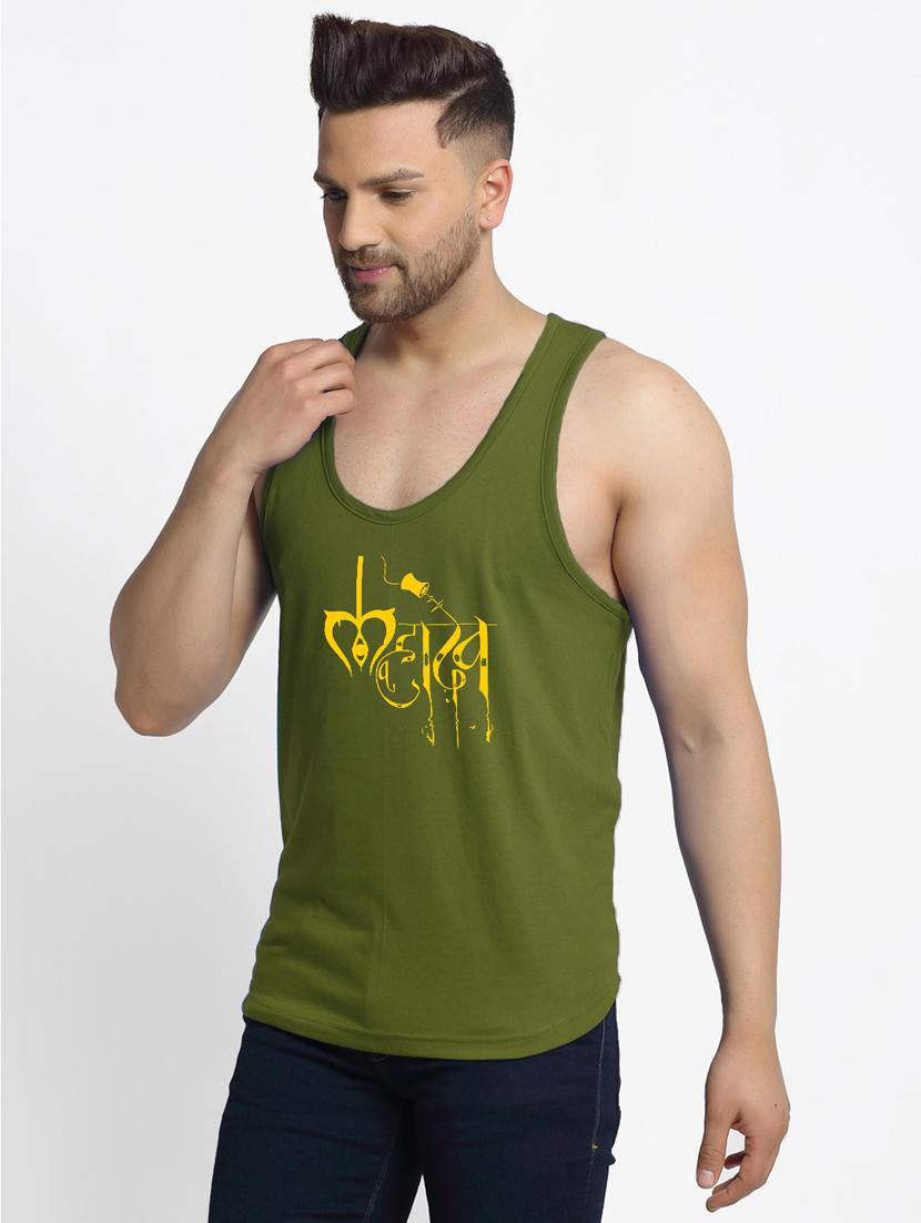 olive chest-printed vest - 18415716 -  Standard Image - 1