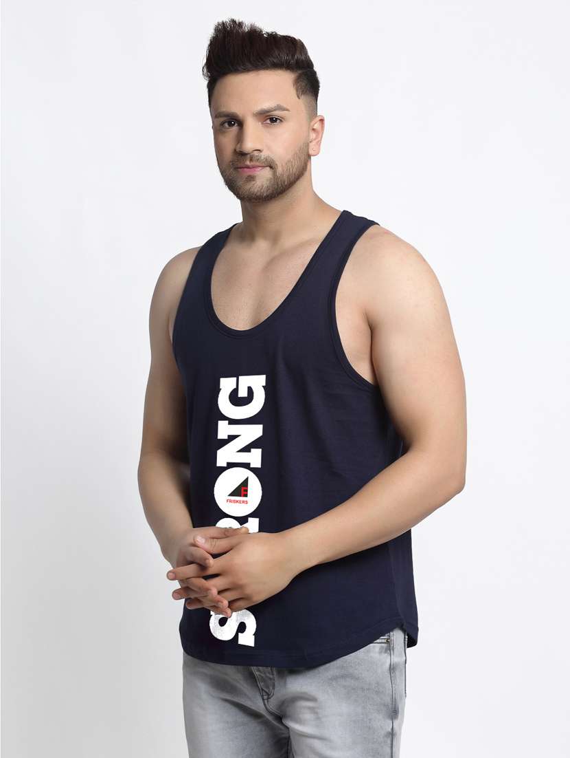 navy chest-printed vest - 18415728 -  Standard Image - 1