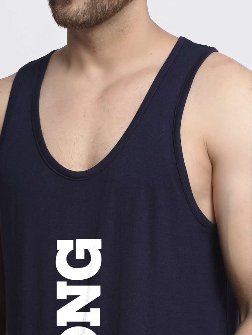 navy chest-printed vest - 18415728 -  Standard Image - 4