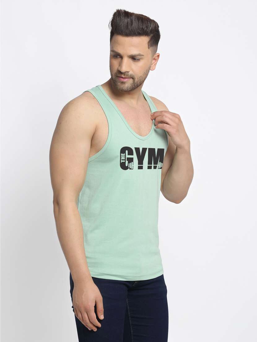 sea green chest-printed vest - 18415733 -  Standard Image - 1