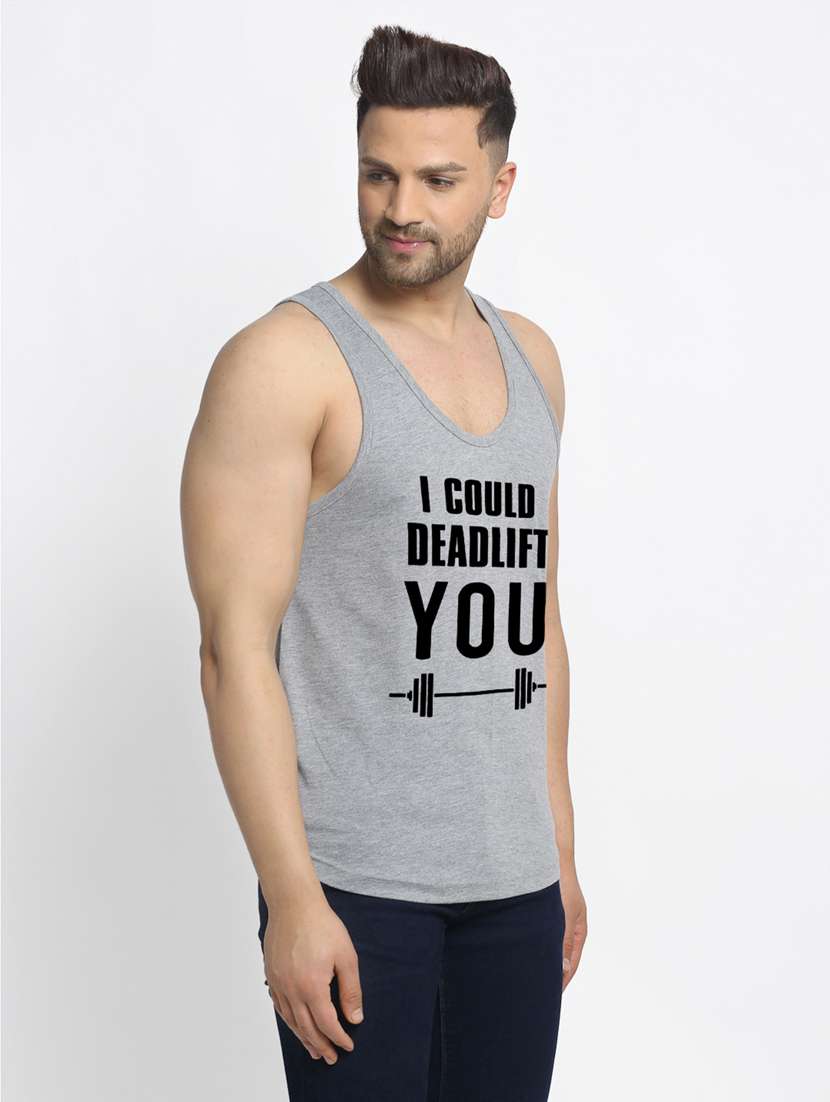 grey chest-printed vest - 18415764 - Standard Image - 1