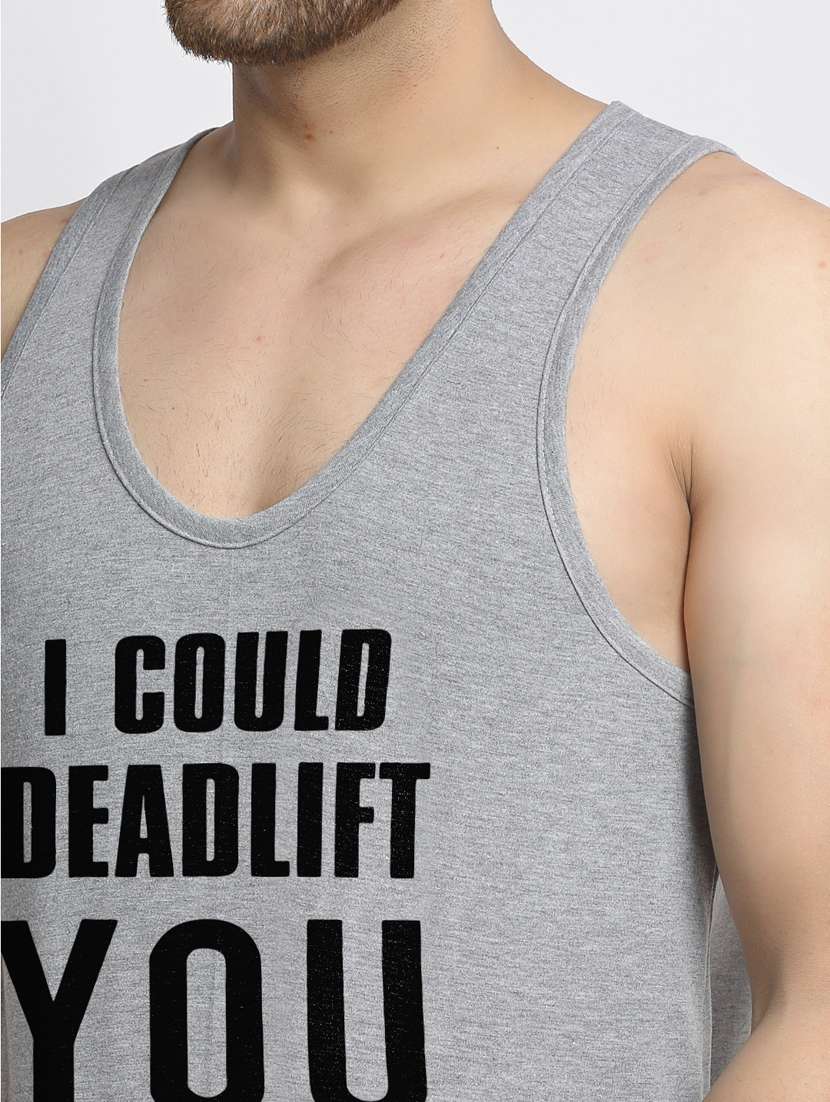 grey chest-printed vest - 18415764 - Standard Image - 4