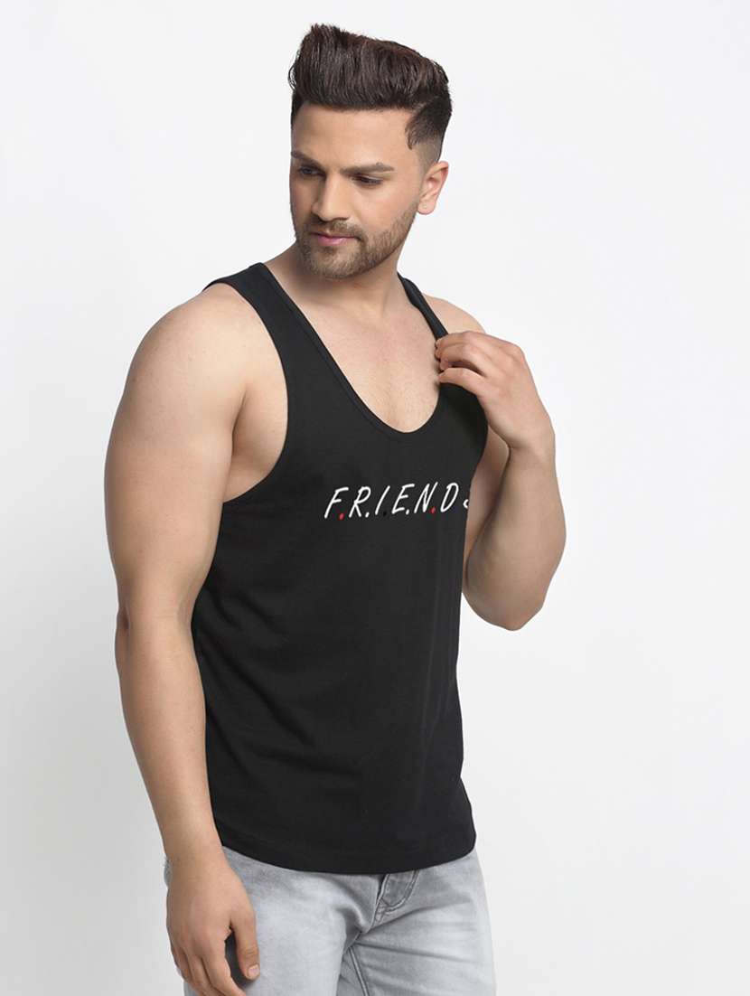 black chest-printed vest - 18415789 -  Standard Image - 1