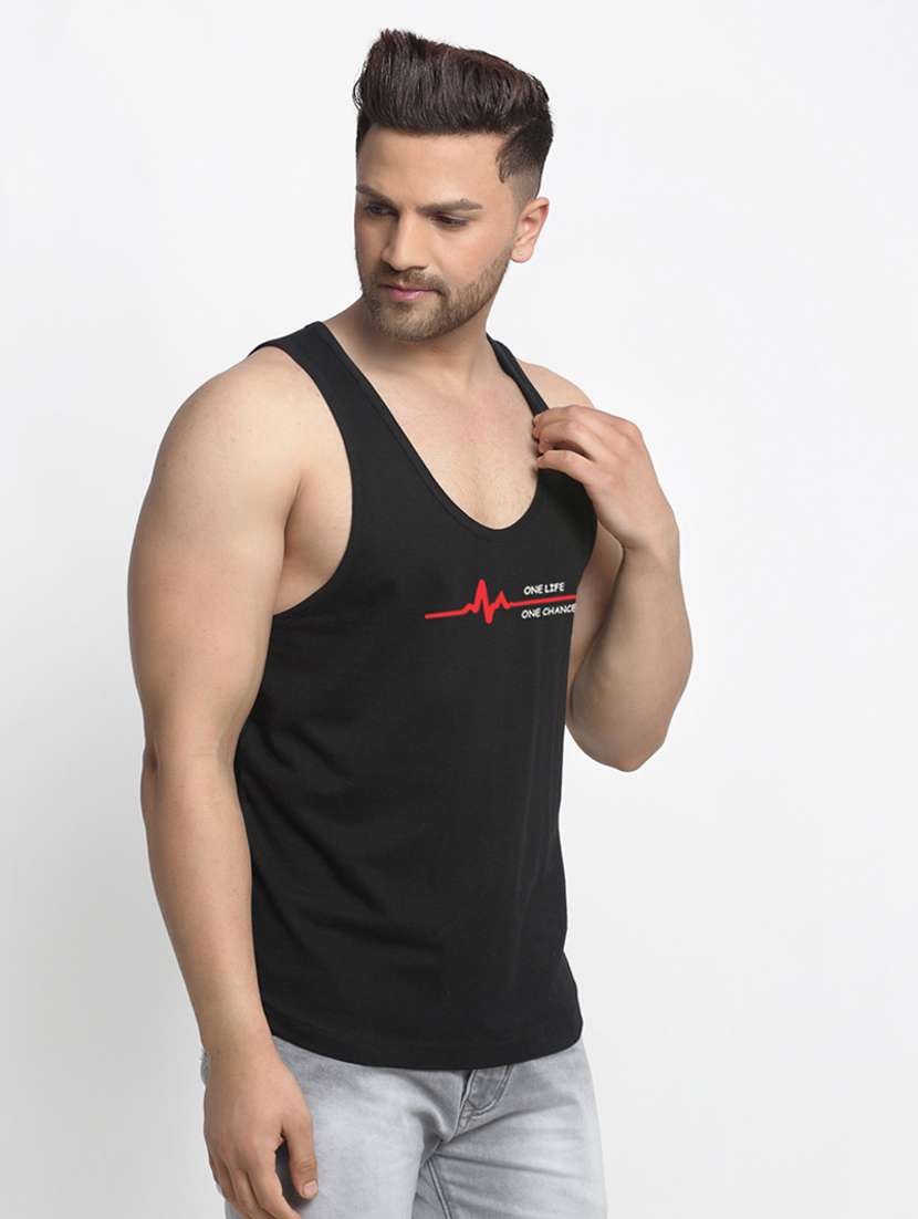 black chest-printed vest - 18415791 -  Standard Image - 1