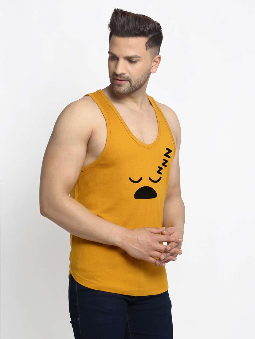 mustard chest-printed vest - 18415823 -  Standard Image - 1