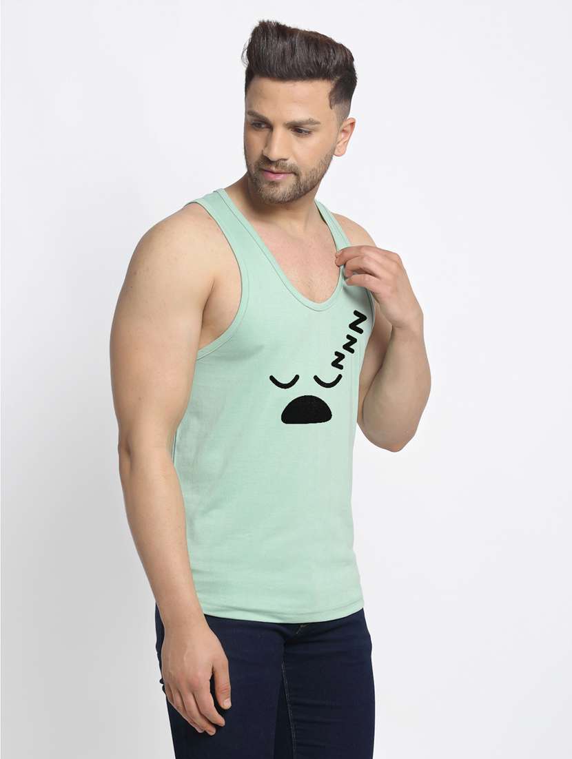 sea-green chest-printed vest - 18415824 -  Standard Image - 1