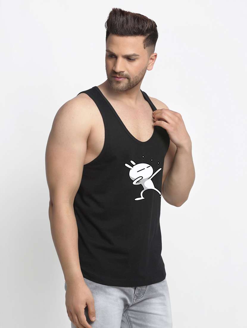 black chest-printed vest - 18415828 - Standard Image - 1
