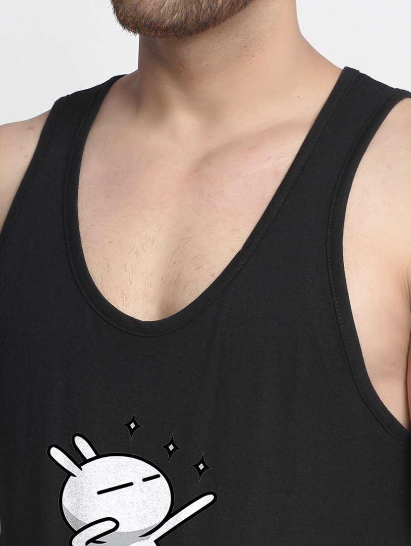 black chest-printed vest - 18415828 - Standard Image - 4