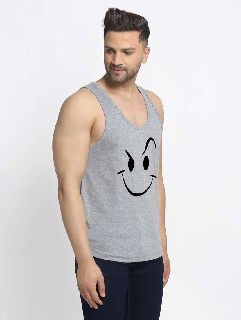 grey chest-printed vest - 18415835 -  Standard Image - 1