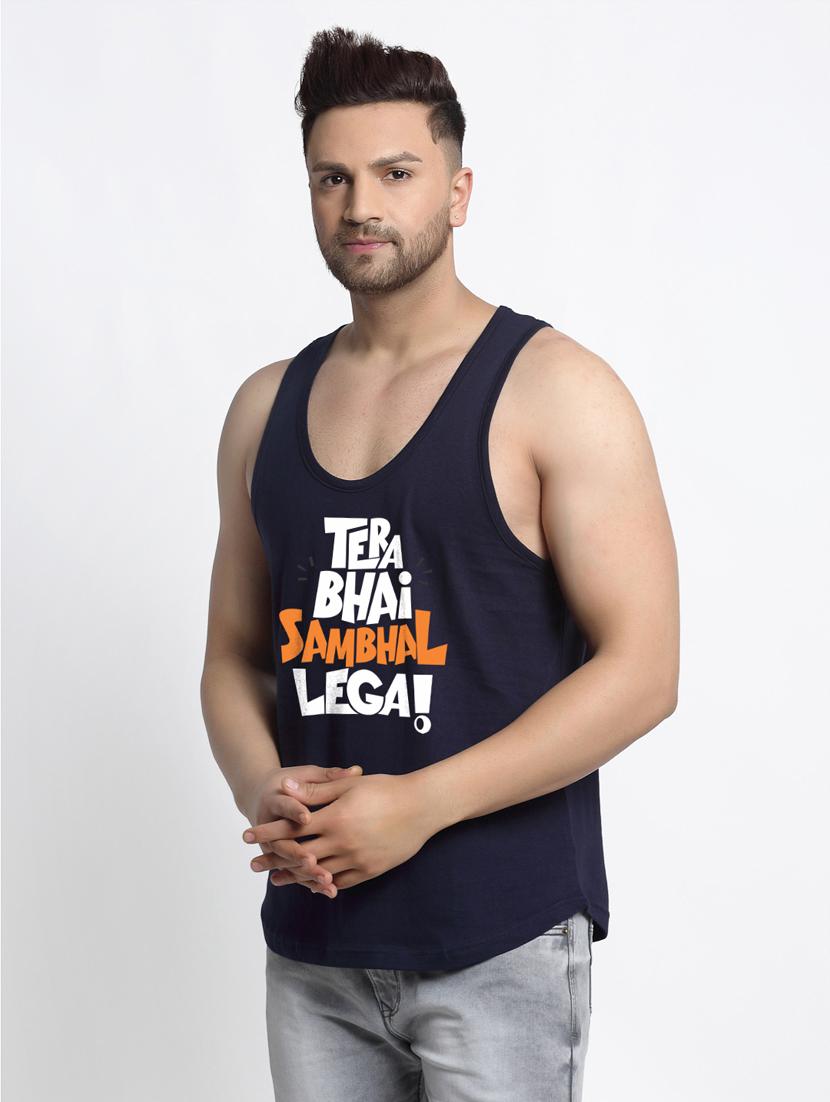 navy chest-printed vest - 18415846 - Standard Image - 1