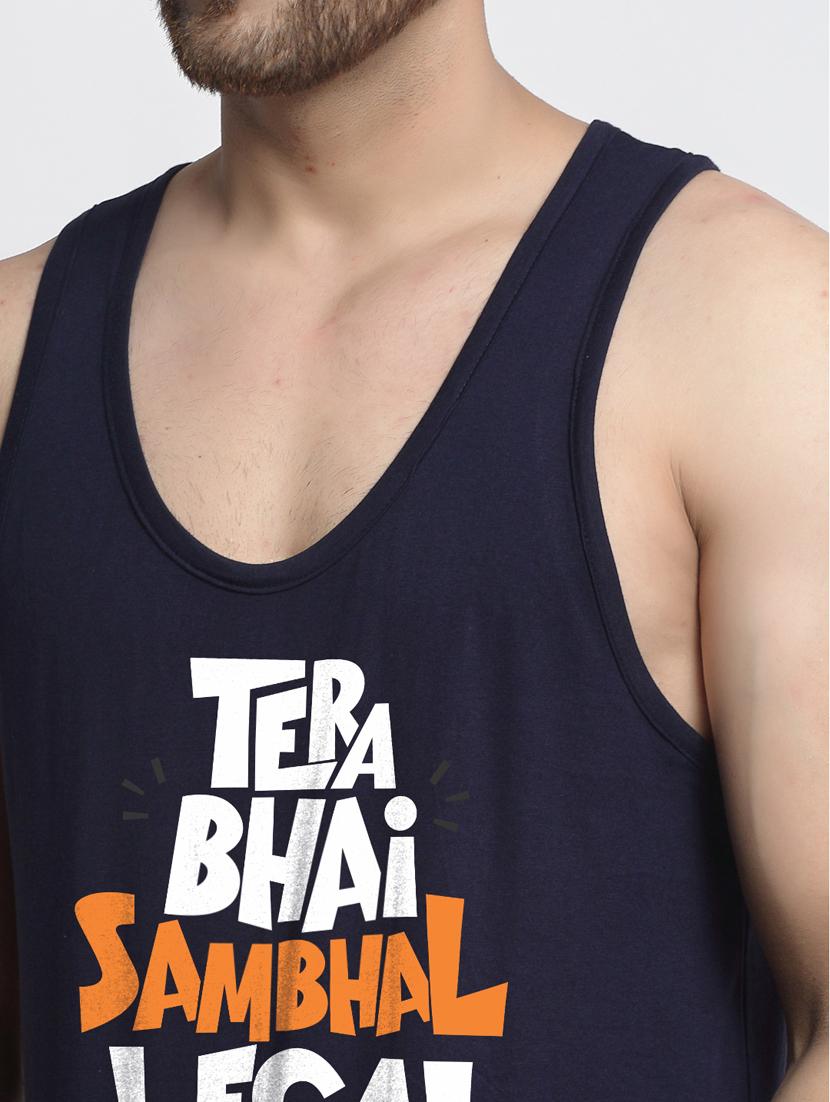navy chest-printed vest - 18415846 - Standard Image - 4