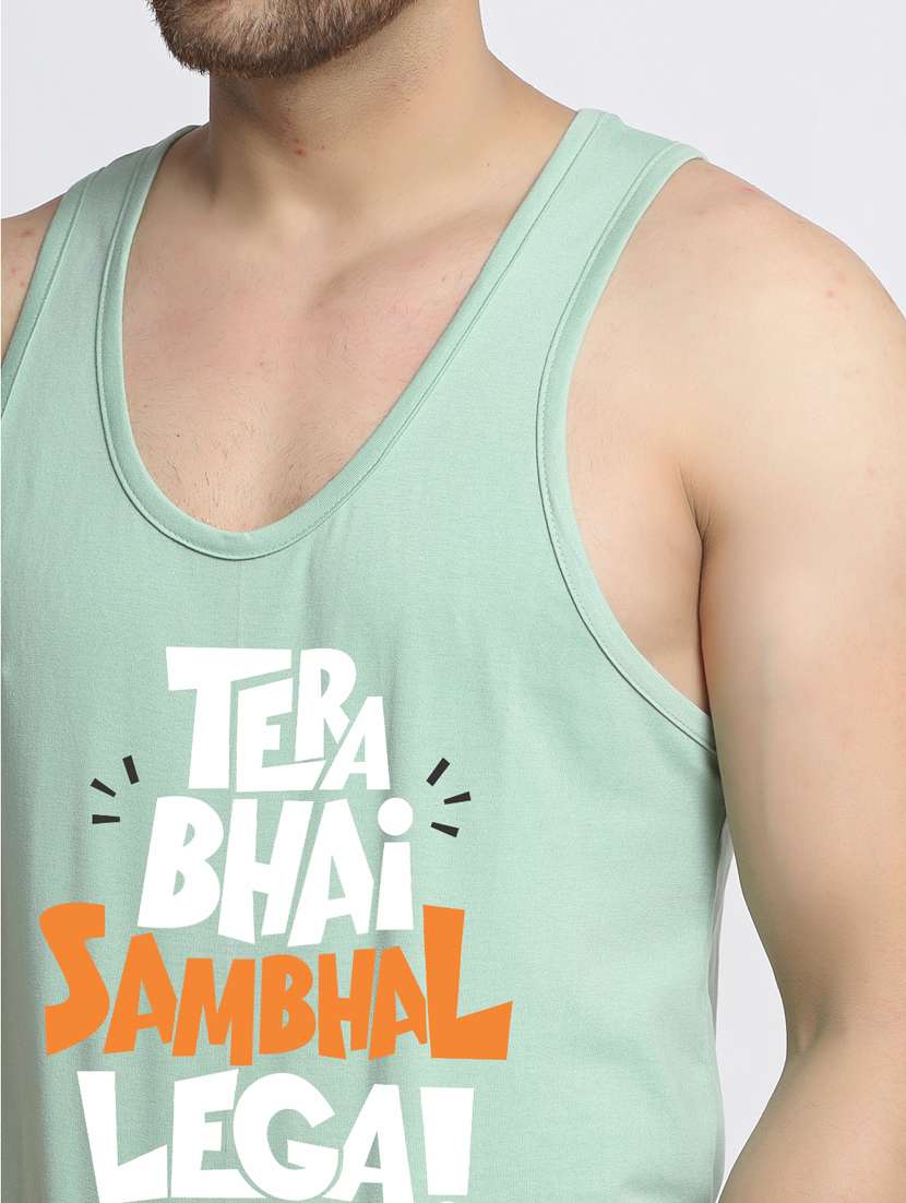 sea green chest-printed vest - 18415851 -  Standard Image - 4