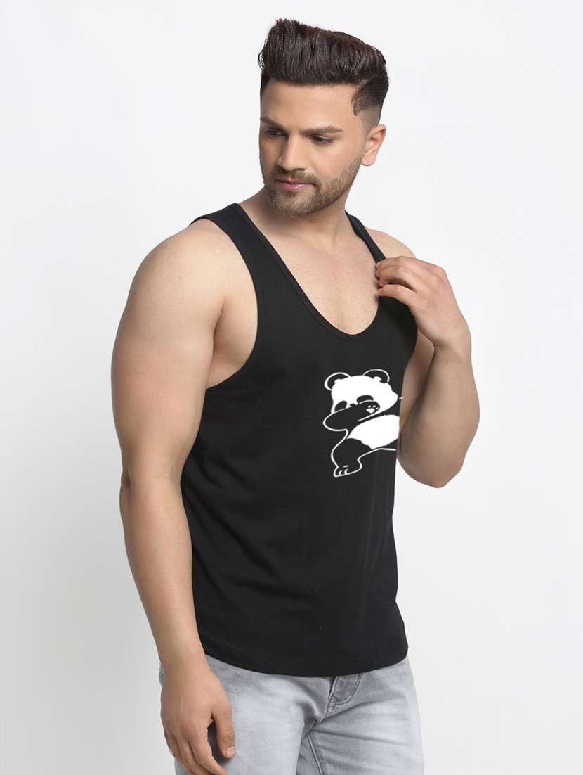 black chest-printed vest - 18415857 - Standard Image - 1