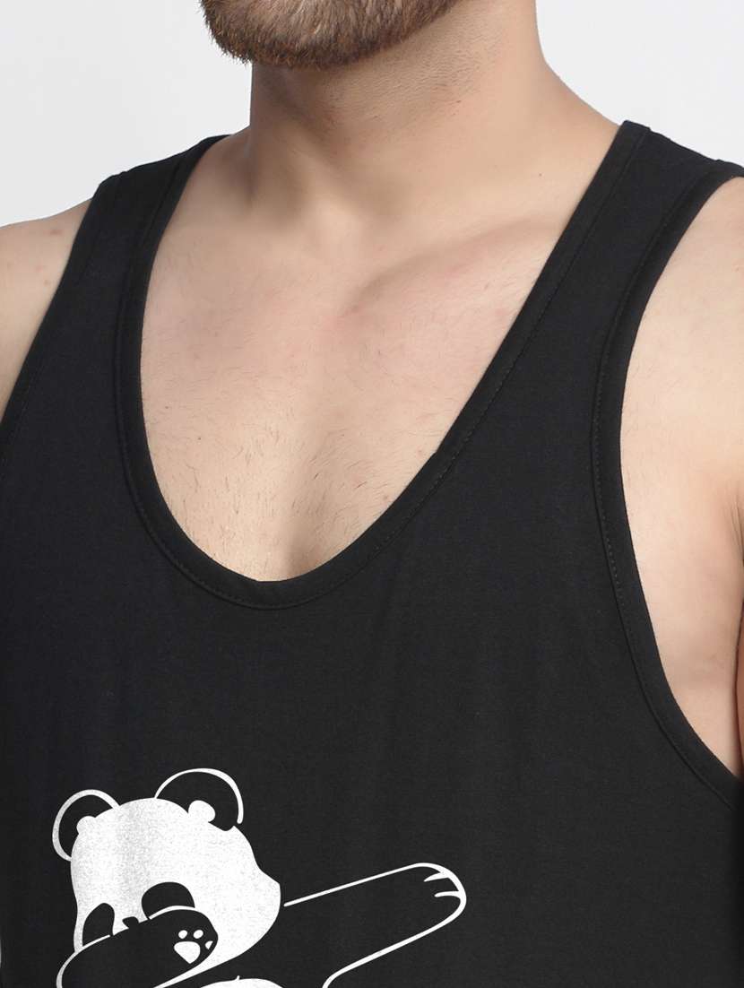 black chest-printed vest - 18415857 - Standard Image - 4