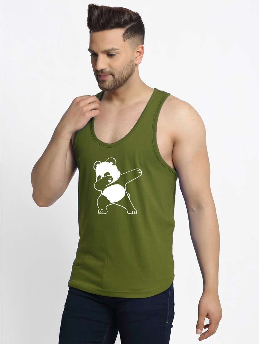 olive chest-printed vest - 18415861 - Standard Image - 1