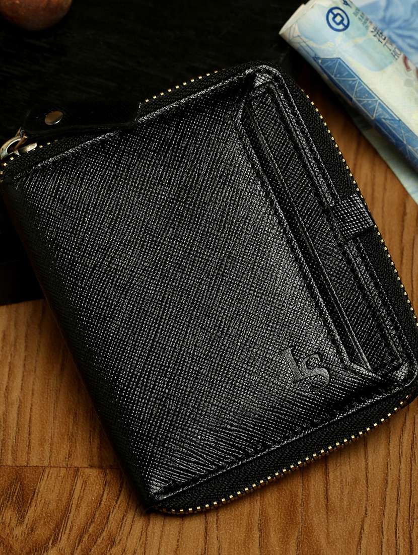 jet black leather wallet