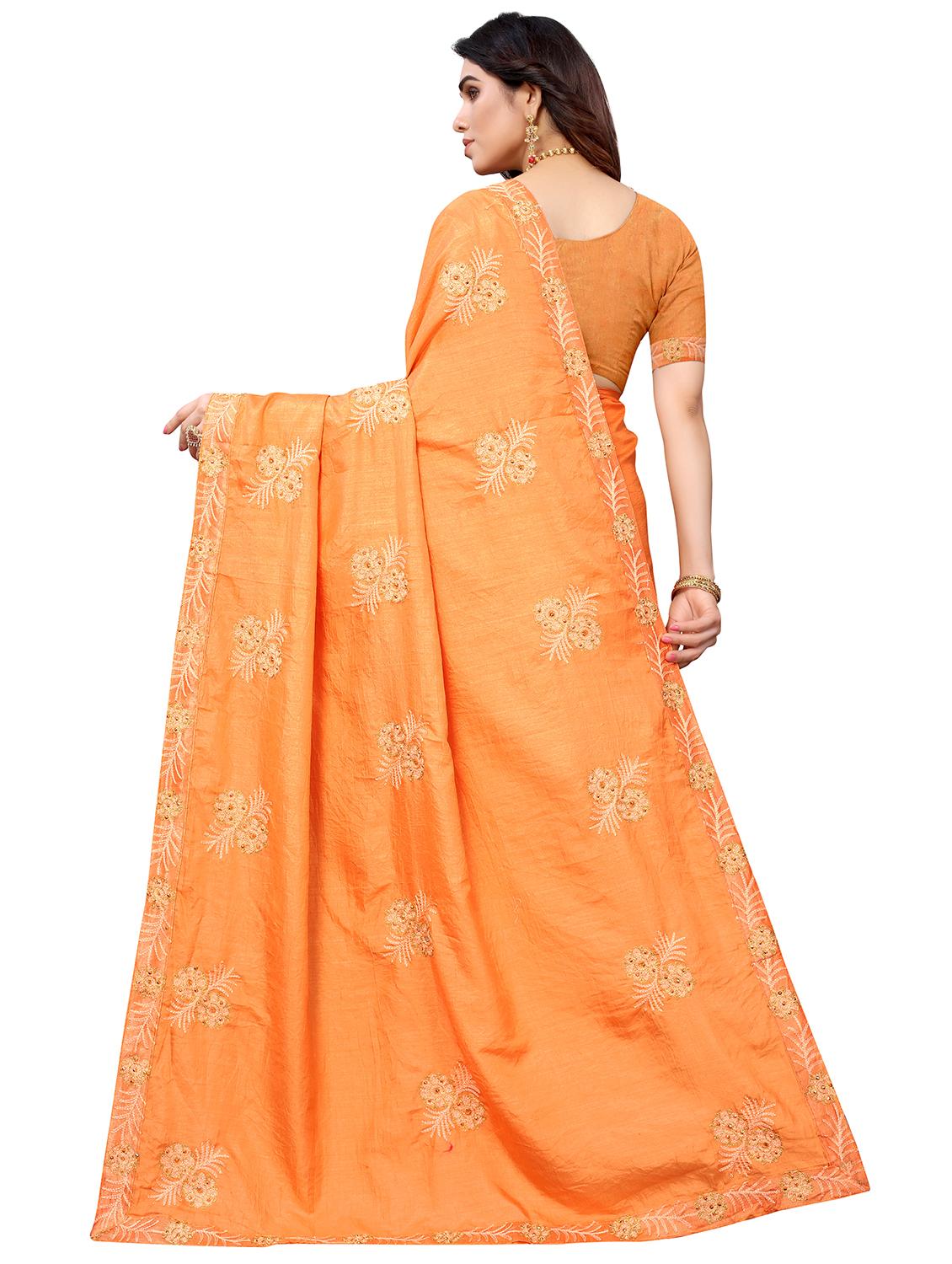 peach art silk embroidered saree - 18416434 -  Standard Image - 1