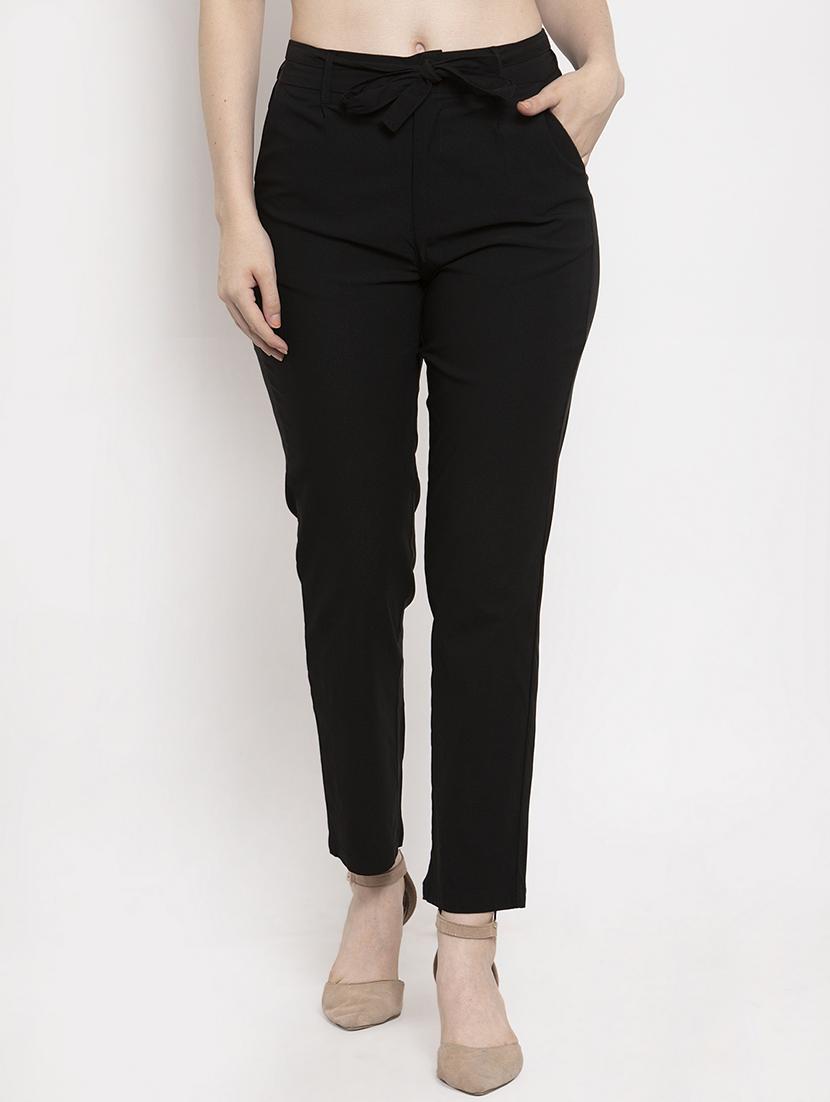 mid rise solid flat front trousers trouser